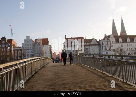 Pont sur Holstenhafen Lubeck, Allemagne Banque D'Images