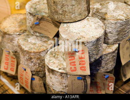 Cave de fromage mûri de Somerset enveloppée de tissu pour lui permettre de respirer England UK Banque D'Images