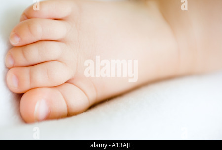 7 mois bébé endormi's foot Banque D'Images