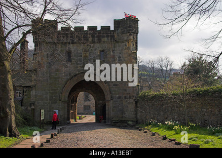 Le North East Gateway (1480) Whalley Abbey, vallée de Ribble, Lancashire, England, UK Banque D'Images