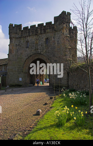 Le North East Gateway (1480) Whalley Abbey, vallée de Ribble, Lancashire, England, UK Banque D'Images