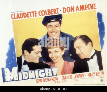 L'année 1939 minuit Réalisateur Mitchell Leisen Claudette Colbert Don Ameche Francis Lederer John Barrymore carte passe-temps Banque D'Images