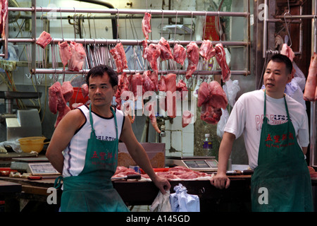 Un couple de bouchers à Wanchai, Hong Kong SAR Banque D'Images