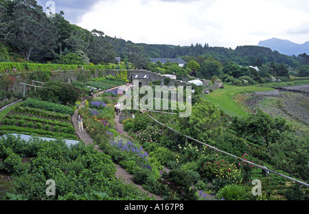 Une vue d'été au jardin Inverewe Poolewe dans l'ouest des Highlands d'Écosse avec des fleurs en pleine floraison Banque D'Images