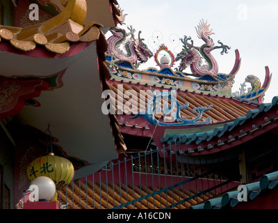 Motifs Dragon colorés ornent les toits du temple chinois taoïste Thien Nan en Malaisie Ampang Banque D'Images