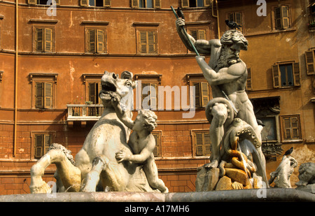 Piazza Navona Rome Italie Bernini carrés Jardins Musicaux Banque D'Images