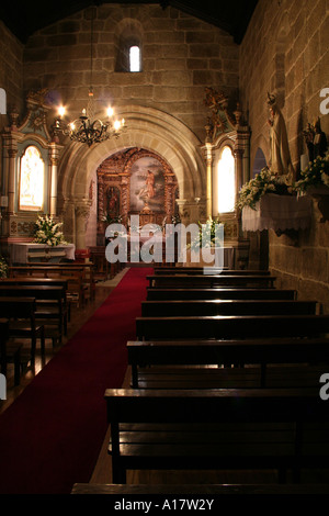 Intérieur de l'église du monastère Saint Jacques de Antas, Vila Nova de Famalicão. Le Portugal. Banque D'Images