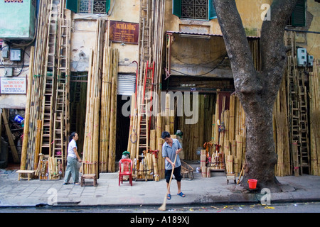 2007, rue de l'échelle de bambou, vieux quartier de Hanoi Vietnam Magasin Banque D'Images
