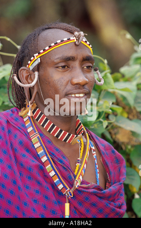 Massai, portrait d'un homme, Kenya, Masai Mara, NP. Banque D'Images