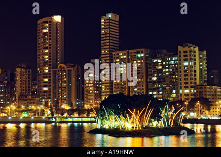 Les immeubles à appartements de Macao Chine Vue de nuit Banque D'Images