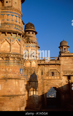 Man Singh Palace, construit dans les années 1500, le fort de Gwalior, Gwalior, Madhya Pradesh, Inde Banque D'Images