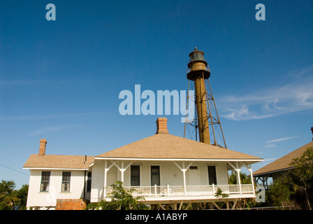 Floride phare de Sanibel Island tower et la lumière Banque D'Images