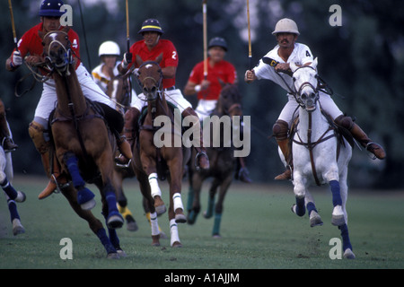 USA Californie Indio joueurs poursuivre ball au cours de match à l'Empire Polo Club Banque D'Images