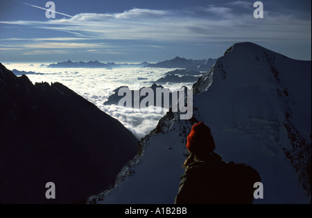 L'aiguille de Tré la Tête de la Dômes de Miage, massif du Mont Blanc, Alpes, France Banque D'Images