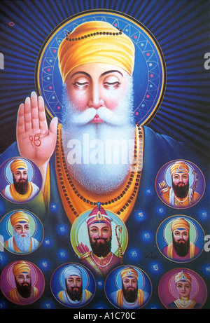 Guru Nanak le gourou du XVe siècle, également appelé Baba Nanak, était le fondateur du sikhisme et le premier des dix Sikh Gurus. Banque D'Images