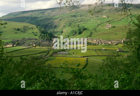 Gunnerside village vue sur Swaledale, Yorkshire Dales National Park, North Yorkshire, Angleterre, Royaume-Uni. Banque D'Images