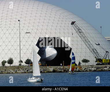 Le Spruce Goose à l'intérieur du dôme, qui sera la salle d'exposition, avant qu'elle ait été scellé Banque D'Images