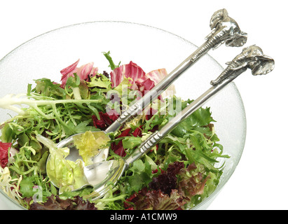 Salade verte au bol en verre Banque D'Images