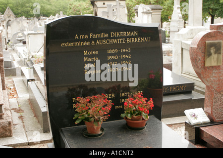 La famille juive Dykerman exterminés dans les camps d'Auschwitz Birkenau au cimetière Montparnasse à Paris, France Banque D'Images