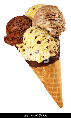 Chocolat et vanille ICE CREAM CONE Banque D'Images