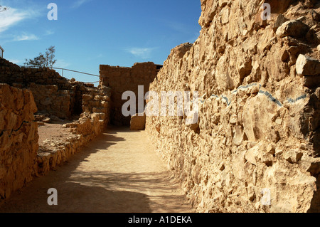 Les fortifications et les murs autour de la forteresse Metzada Banque D'Images