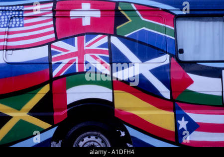 Locations décorée de drapeaux, en Nouvelle-Zélande. Banque D'Images