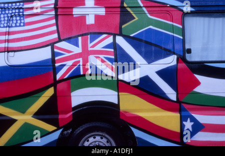 Locations décorée de drapeaux, en Nouvelle-Zélande. Banque D'Images