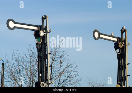 Les signaux de sémaphore de fer polonais Pologne Banque D'Images