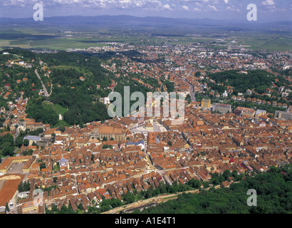 Vue aérienne de Brasov, Roumanie de Mt. Tampa Banque D'Images