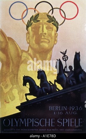 Affiche de 1936 Jeux Olympiques Banque D'Images