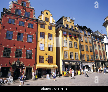 Maisons bourgeoise sur la place Stortorget Stockholm Suède Banque D'Images