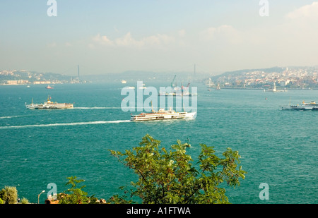 Vue sur le Bosphore, qui sépare l'Europe de l'Asie, extraite du palais de Topkapi Sarayi,, Istanbul, Turquie. DSC 7529 Banque D'Images