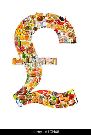 FOODFONT LIVRE STERLING SYMBOL ON WHITE Banque D'Images