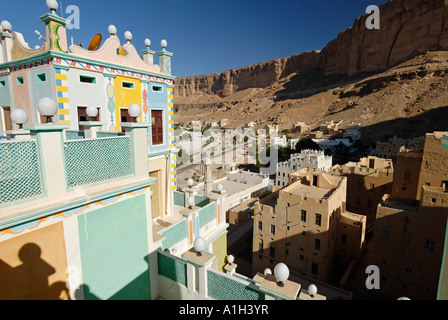 Hôtel Beit Bugshan Khaylla Khaylah appât village Wadi Doan Wadi Hadramaout au Yémen Banque D'Images