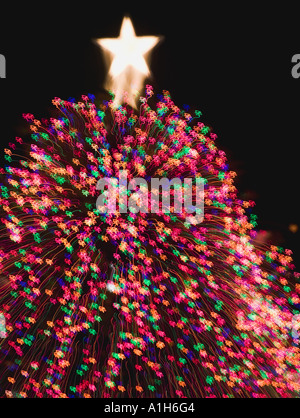 Arbre de Noël North Adams dans le Massachusetts exposition temps with motion blur Banque D'Images