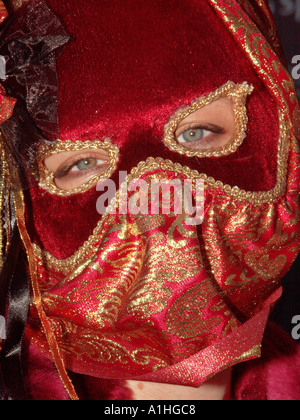 Personne qui porte le costume et le masque de carnaval d'hiver annuel de Venise le Carnaval de Venise Festival Février Italie Europe Banque D'Images