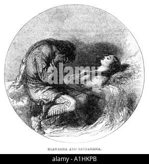 Minnehaha et Hiawatha poème de Henry Wadsworth Longfellow 18071882 Illustrated London News du 24 décembre 1859 Banque D'Images