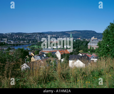 Vue générale sur la ville de Trondheim de Kristiansten Festning (forteresse), Trondheim, Sør-Trøndelag, Norvège. Banque D'Images