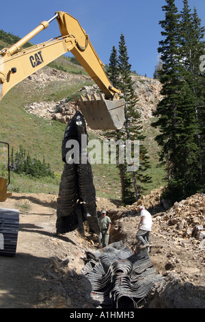 En dehors de la saison d'entretien sur la montagne de ski Snowbird Snowbird près de Salt Lake City Utah USA Banque D'Images