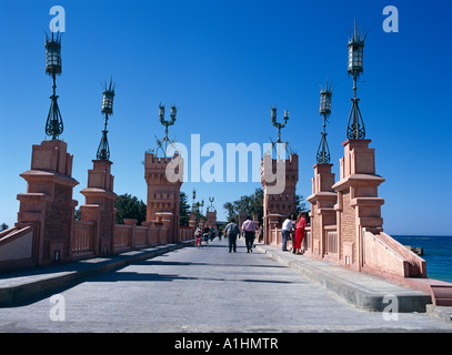 Fort Qait Bey Bridge Alexandrie Egypte Afrique du Nord Banque D'Images