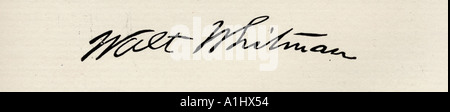 Signature de Walt Whitman, 1819 -1892. Le poète américain. Banque D'Images