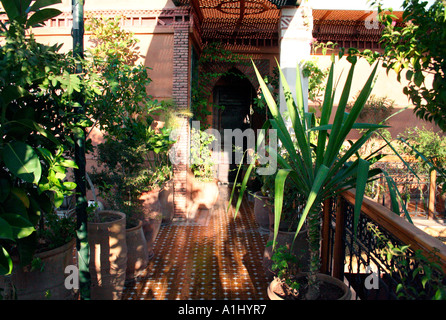 Riad marocain, toit-terrasse du riad Jnane Mogador, Marrakech, Maroc, Afrique du Nord-Ouest Banque D'Images