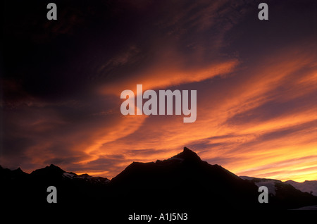 Magnifique Coucher de soleil sur près de Cerro Moreno Perito Moreno Glacier, Parque Nacional Los Glaciares, en Patagonie, Argentine Banque D'Images