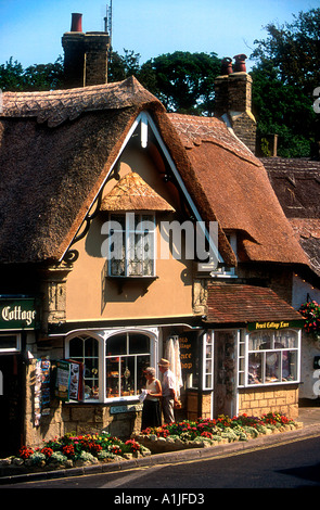 Toit de chaume maisons et boutiques Angleterre Île de Wight Shanklin Banque D'Images