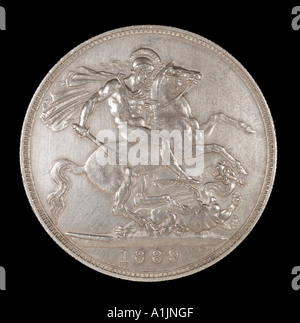Avant la reine Victoria 5 décimal 60 shilling cinq vieux soixante pence George de la Couronne lance dragon lumineux argent cheval 1889 Banque D'Images