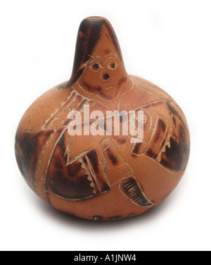 L'Amérique du Sud Bolivie américain Gourd shaker hochet musical instrument de musique graver sculpter figure ornée d'ornement Banque D'Images