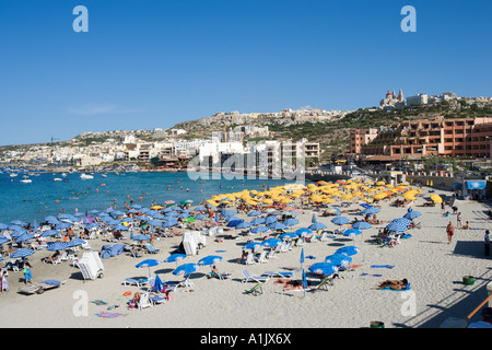 Melliah et la baie de Mellieha, Malte plage Banque D'Images