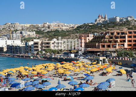 Melliah et la baie de Mellieha, Malte plage Banque D'Images