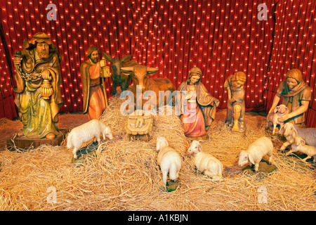 Crèche sculptée, Europa-Park Rust, Bade-Wurtemberg, Allemagne Banque D'Images