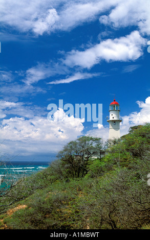 Ligthouse Diamond Head, Oahu, Hawaii, USA Banque D'Images